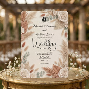 Elegant Terracotta Boho Chic Wedding Invitation
