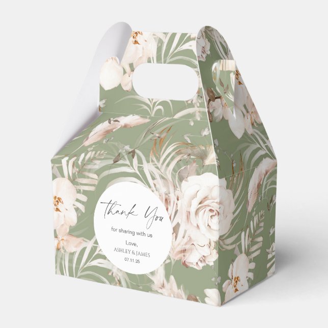 Elegant terracotta botanical floral garden wedding favor boxes (Front Side)