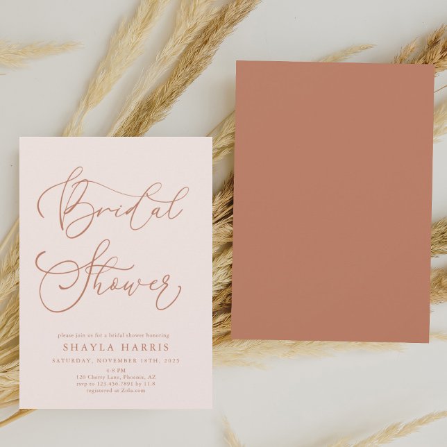 Elegant Terracotta Calligraphy Bridal Shower Invitation (Creator Uploaded)