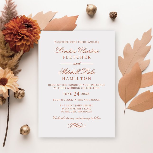 Elegant Terracotta Calligraphy Wedding Invitation (Creator Uploaded)