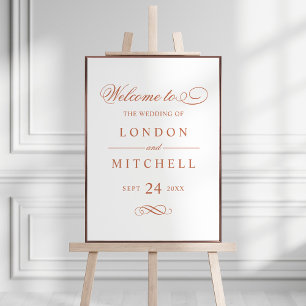 Elegant Terracotta Calligraphy Wedding Welcome Poster