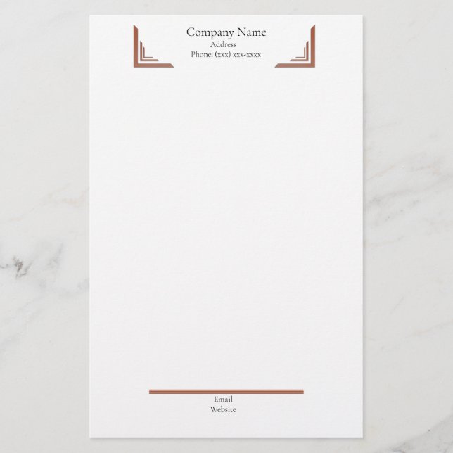 Elegant Terracotta Corner— with Footer Stationery (Front)