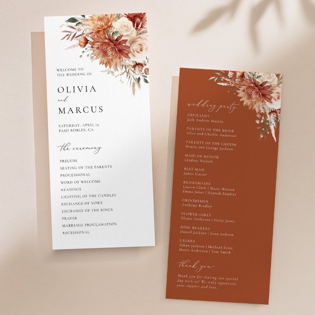 Elegant Terracotta Dahlia Wedding Program (Creator Uploaded)