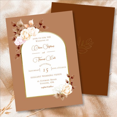 Elegant Terracotta Eucalyptus Boho Frame Wedding Invitation