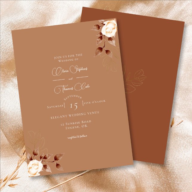 Elegant Terracotta Eucalyptus Orange Flora Wedding Invitation (Creator Uploaded)