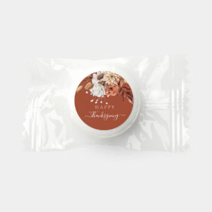 Elegant Terracotta Fall Floral Happy Thanksgiving Life Saver® Mints