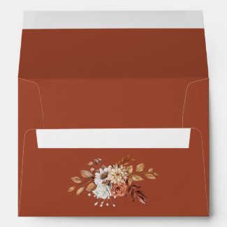 Elegant Terracotta Fall Floral Leaves Address