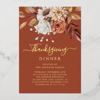 Elegant Terracotta Fall Floral Thanksgiving Dinner