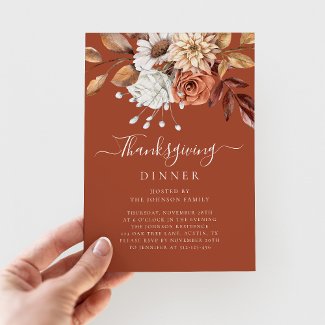 Elegant Terracotta Fall Floral Thanksgiving Dinner