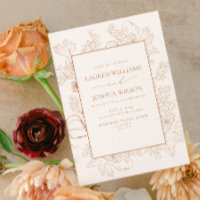 Elegant Terracotta Floral Line Art Wedding