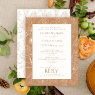 Elegant Terracotta Floral Wedding Rehearsal Dinner Invitation
