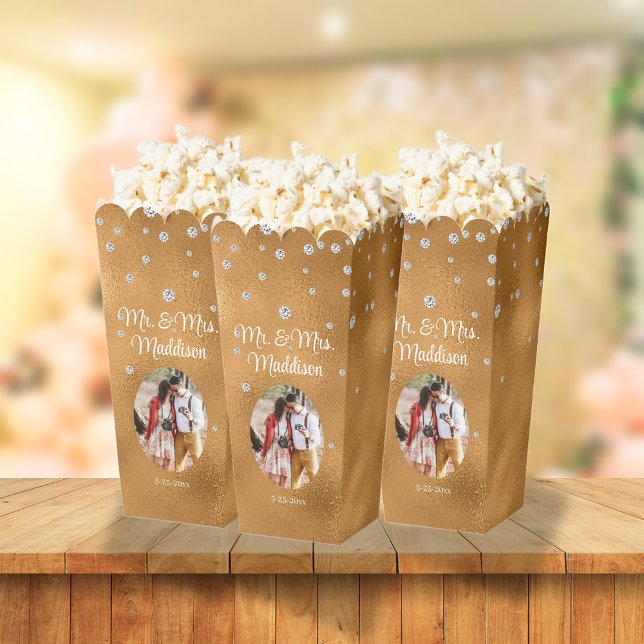 Elegant Terracotta Foil & Diamond Wedding Popcorn Favor Boxes (Creator Uploaded)