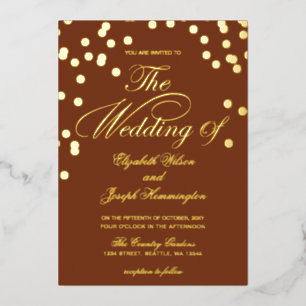 Elegant Terracotta Gold Confetti Wedding  Foil Invitation