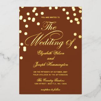 Elegant Terracotta Gold Confetti Wedding Foil Invitation