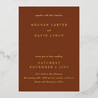 Elegant Terracotta Gold Wedding Foil Invitation