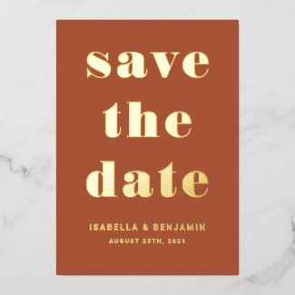 Elegant Terracotta Gold Wedding Save The Date