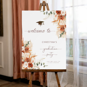 Elegant Terracotta Graduation Party Welcome Sign