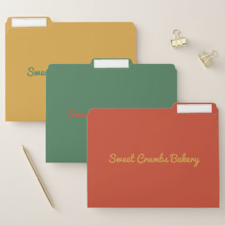 Elegant Terracotta, Green, Mustard Yellow Bakery File Folder