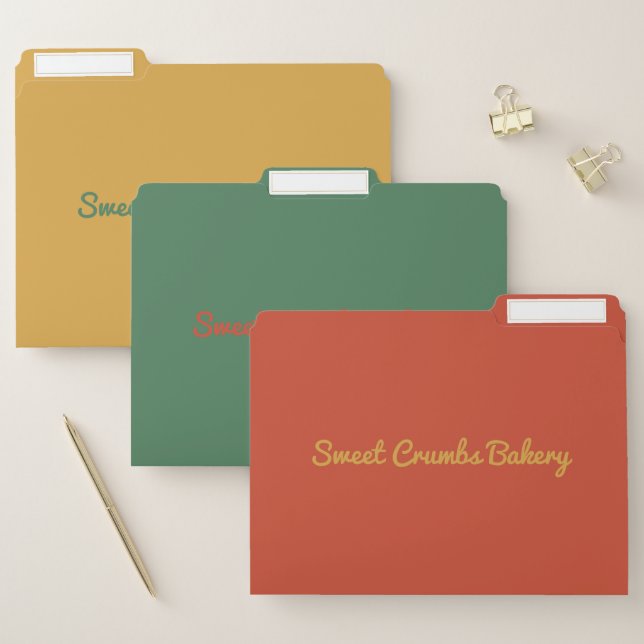 Elegant Terracotta, Green, Mustard Yellow Bakery File Folder (Set)