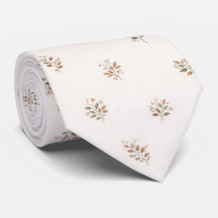 Elegant Terracotta Greenery Botanical Neck Tie