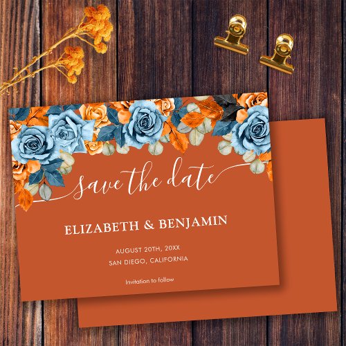 Elegant Terracotta Greenery Navy And Rust Wedding Save The Date