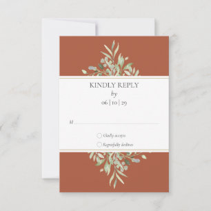 Elegant Terracotta Greenery Wedding RSVP Card