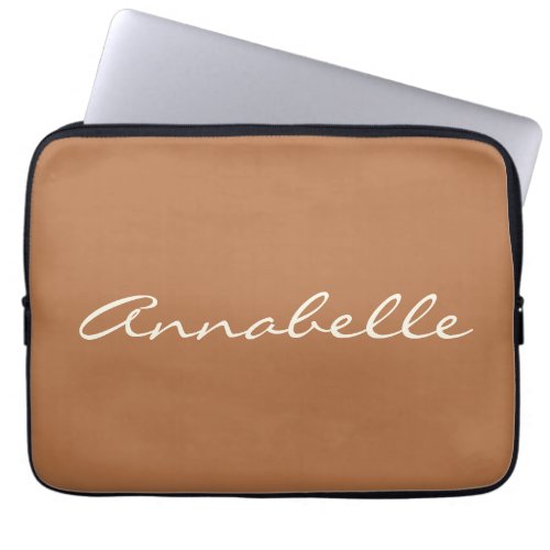 Elegant Terracotta Handwritten Script Name Custom  Laptop Sleeve