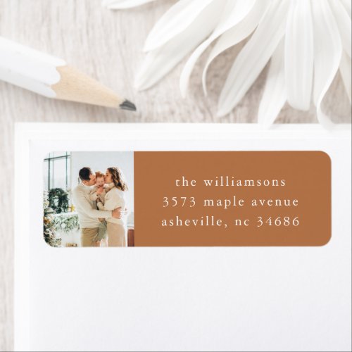 Elegant Terracotta Holiday Photo Return Address Label