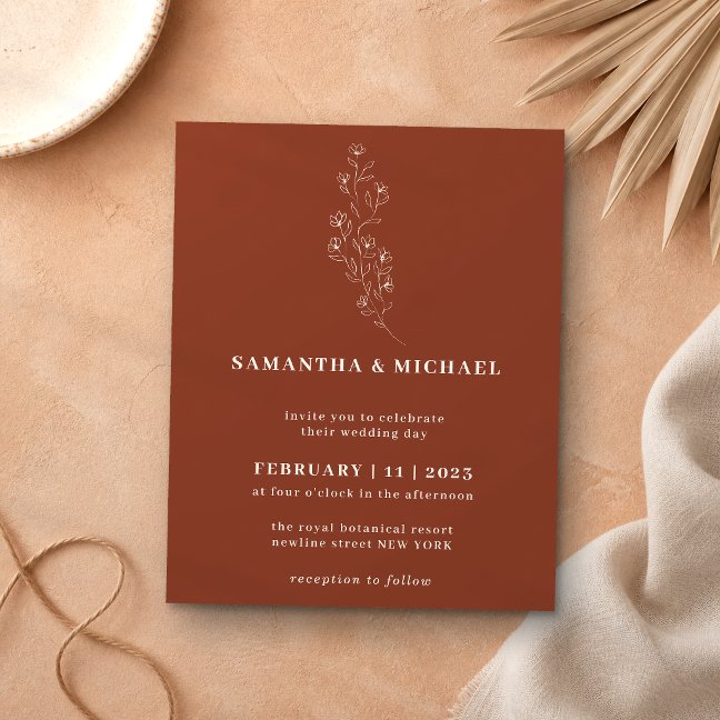 Elegant Terracotta Indie Rustic Botanical budget Flyer