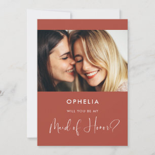 Elegant Terracotta Maid of Honor proposal card