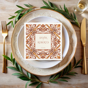 Elegant Terracotta Mexican Talavera wedding Napkins