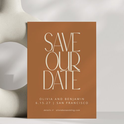 Elegant Terracotta Mid Century Modern Typography Save The Date