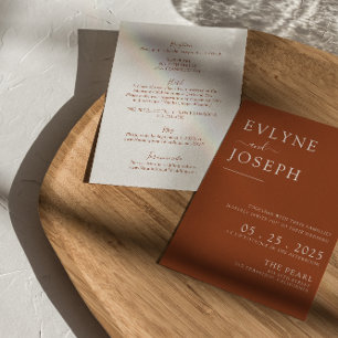 Elegant Terracotta Minimalist Boho Modern Wedding  Invitation