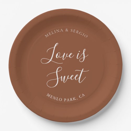 Elegant Terracotta Minimalist Calligraphy Wedding  Paper Plates