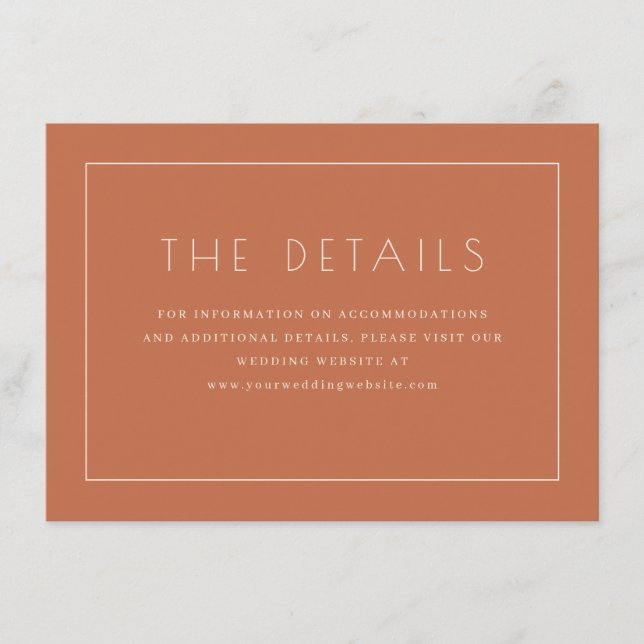 Elegant Terracotta Minimalist Enclosure Card (Front)