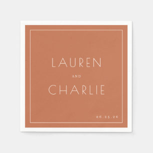 Elegant Terracotta Minimalist Names Napkins