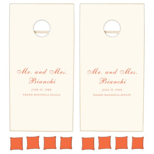 Elegant Terracotta Modern Classic Wedding Cornhole Set
