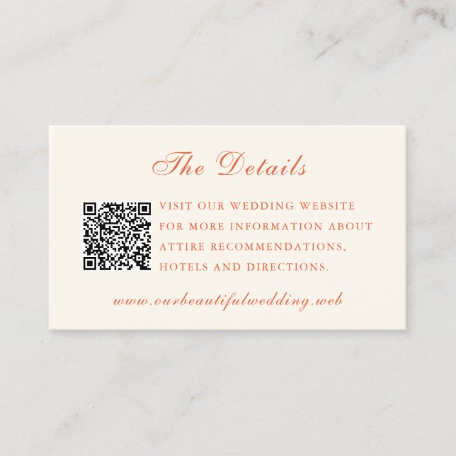 Elegant Terracotta Modern Classic Wedding Enclosure Card (Front)