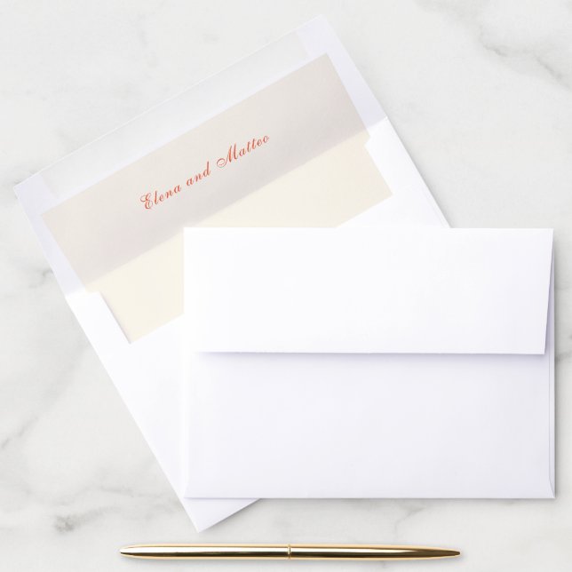 Elegant Terracotta Modern Classic Wedding Envelope Liner (Desk)