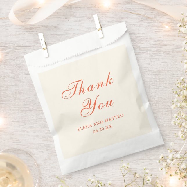 Elegant Terracotta Modern Classic Wedding Favor Bag (Clipped)
