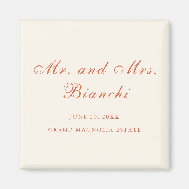 Elegant Terracotta Modern Classic Wedding Magnet (Front)