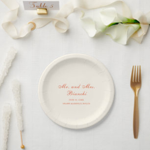 Elegant Terracotta Modern Classic Wedding Paper Plates