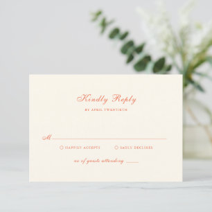 Elegant Terracotta Modern Classic Wedding RSVP Card