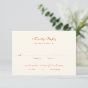 Elegant Terracotta Modern Classic Wedding RSVP Card