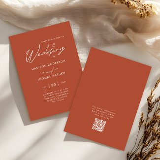 Elegant Terracotta Modern Typography RSVP Wedding