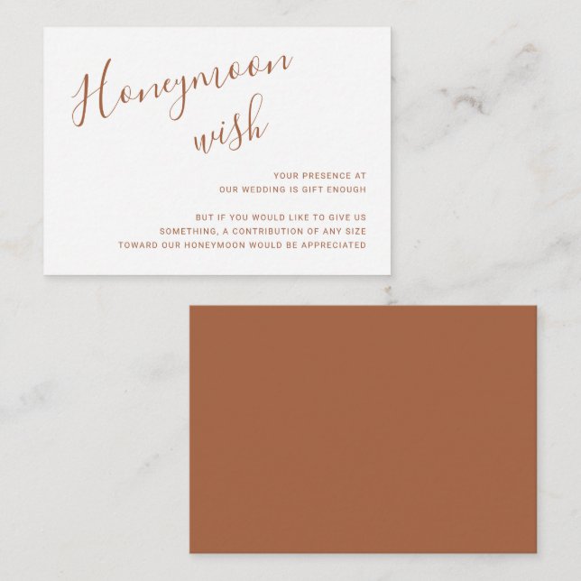 Elegant Terracotta Modern Wedding Enclosure Card (Front/Back)