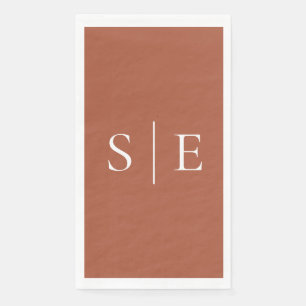 Elegant Terracotta Monogram Minimalist Paper Guest Towels