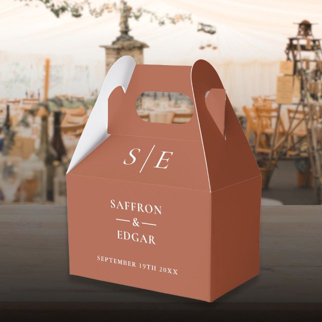 Elegant Terracotta Monogram Wedding Favor Boxes (Elegant Terracotta Monogram Wedding Favor Boxes)