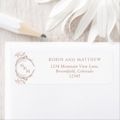 Elegant Terracotta Monogram Wedding Return Address Label