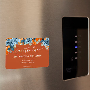 Elegant Terracotta Navy Rust Wedding Save The Date Magnet